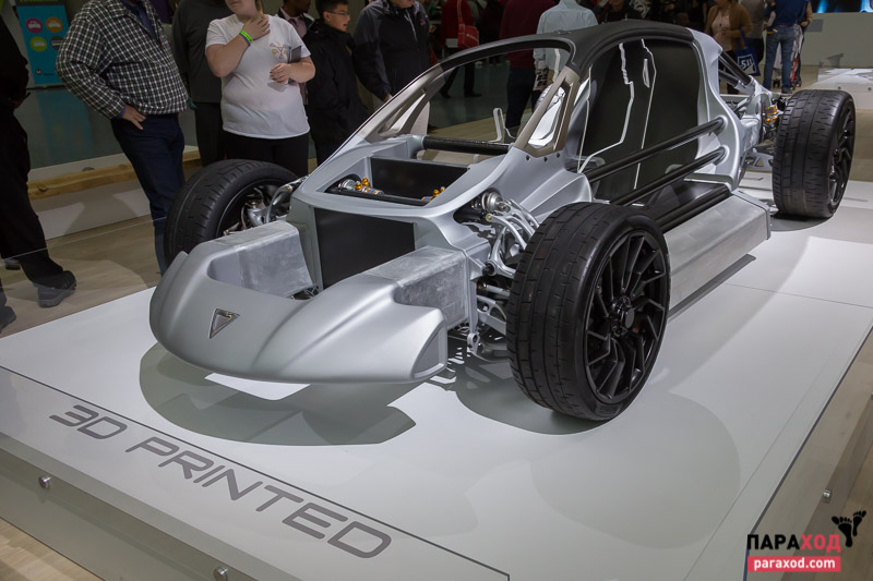 Шасси данного автомобиля практически полностью изготовлено по технологии 3D печати